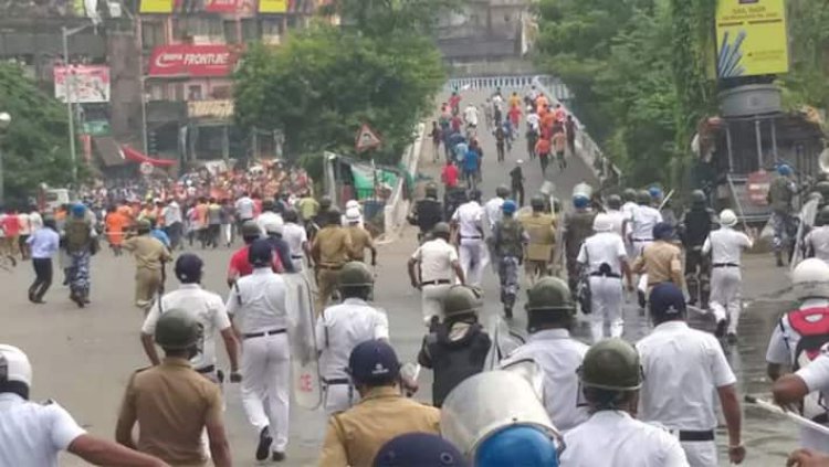 ममता के खिलाफ भाजपा का हल्लाबोल हावड़ा ब्रिज पर भारी जाम